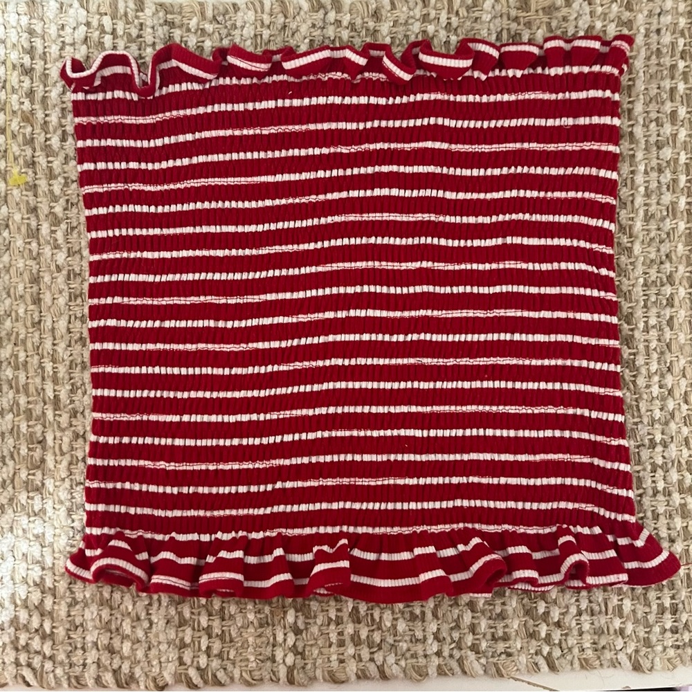 Red and white striped tube top